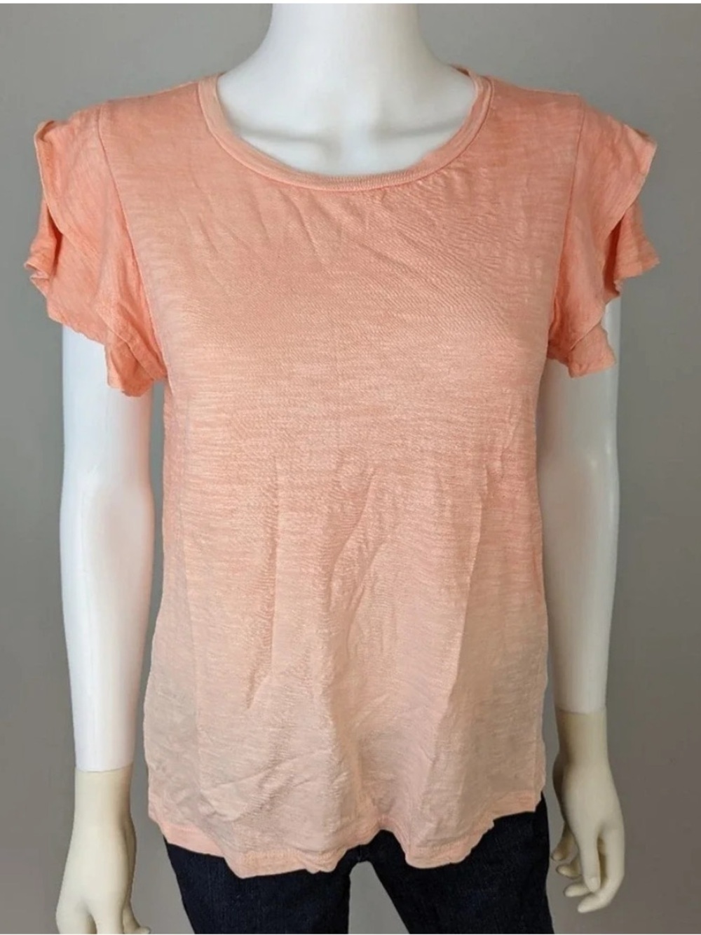 crown & ivy Coral Ombre Short-Sleeve Ruffle Tee